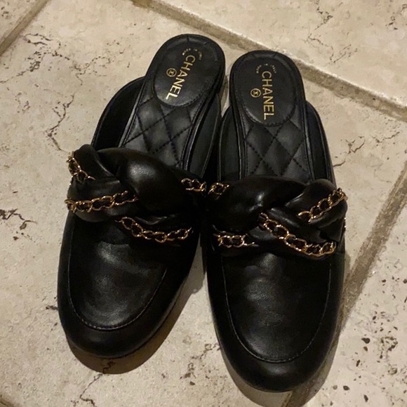 Chanel Black Braided Mules Loafer Slip on 6 RARE - Picture 13 of 15